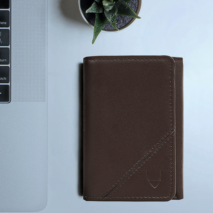 255-Tf  Brown Leather Trifold Wallet
