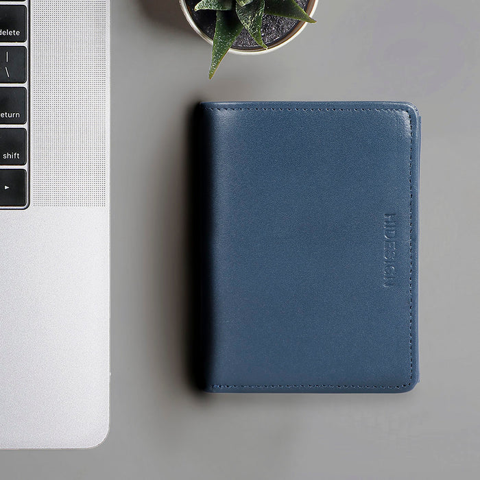 291-L108  Blue Leather Bi-Fold Wallet