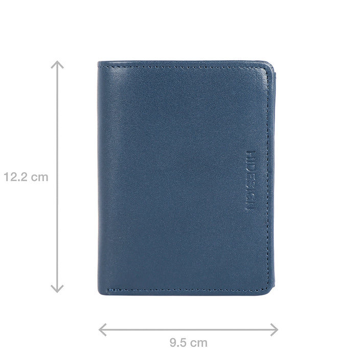 291-L108  Blue Leather Bi-Fold Wallet