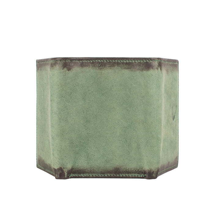 296-Tf Green Leather Trifold Wallet