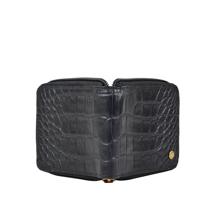 340-2020  Sb Black Leather Zip Around Wallet