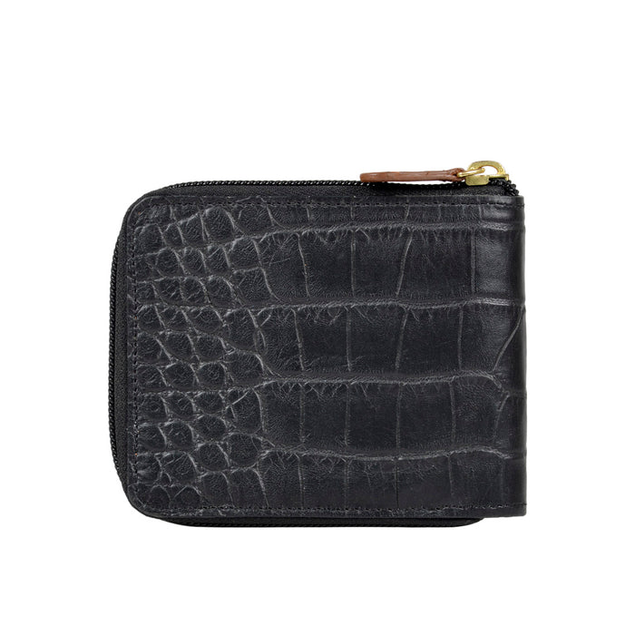 341-017  Sb Black Leather Zip Around Wallet