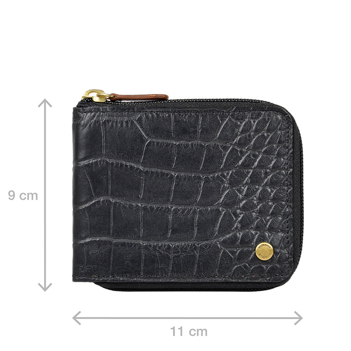 341-017  Sb Black Leather Zip Around Wallet