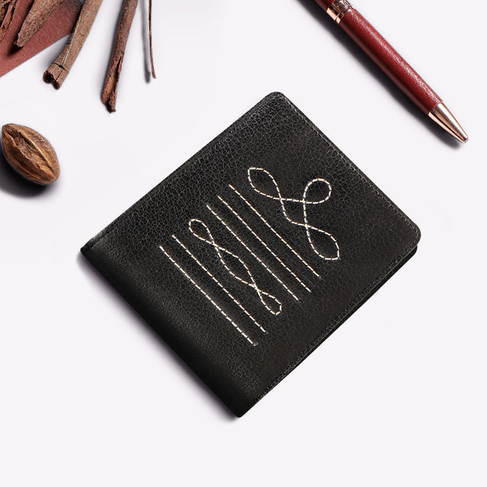 344-017  Black Leather Bi-Fold Wallet