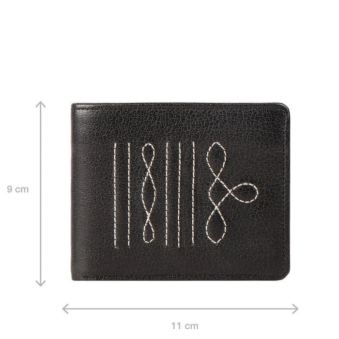 344-017  Black Leather Bi-Fold Wallet