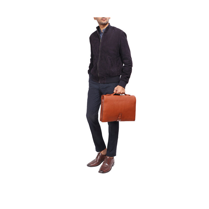 Ace Tan Leather  Briefcase