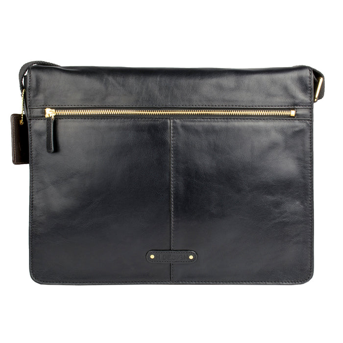 Aiden 01 Black Leather  Messenger Bag