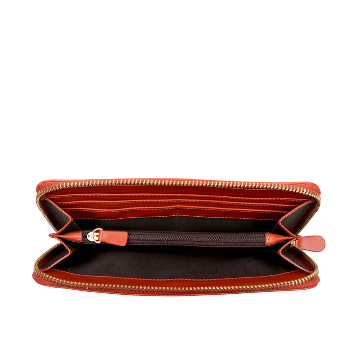 Alexa Orange Leather Zip Around Wallet