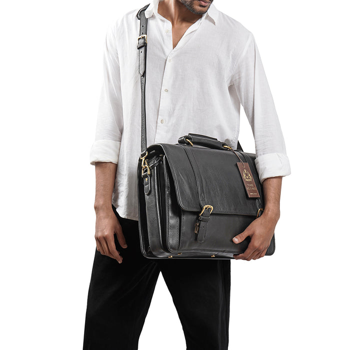 Andre 4215 Black Leather  Briefcase