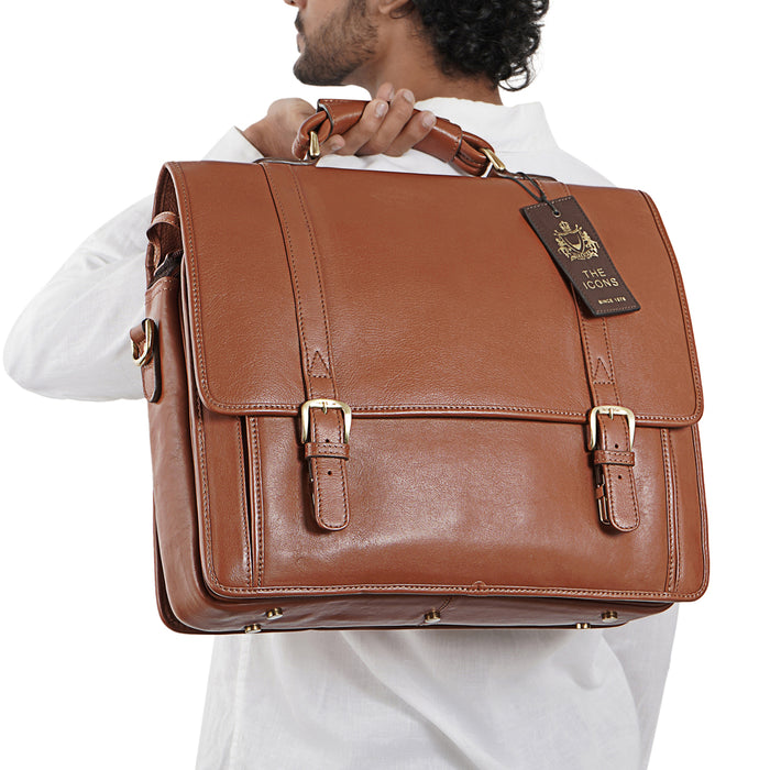 Andre 4215 Tan Leather  Briefcase