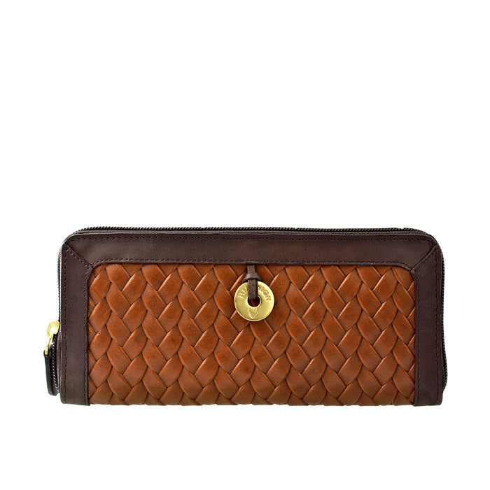 Ara W2 Tan Leather Zip Around Wallet