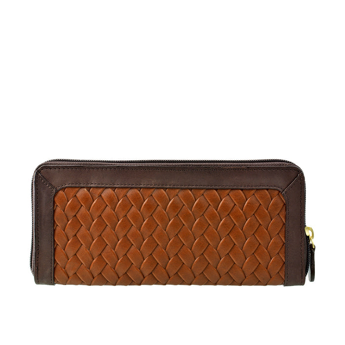 Ara W2 Tan Leather Zip Around Wallet