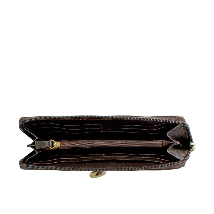 Ara W2 Tan Leather Zip Around Wallet