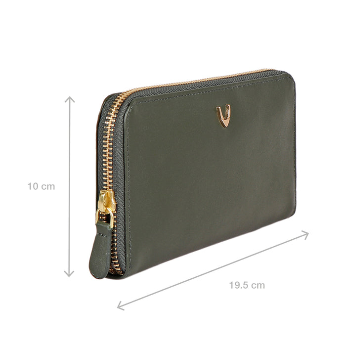Atlanta  Green Leather Zip Around Wallet