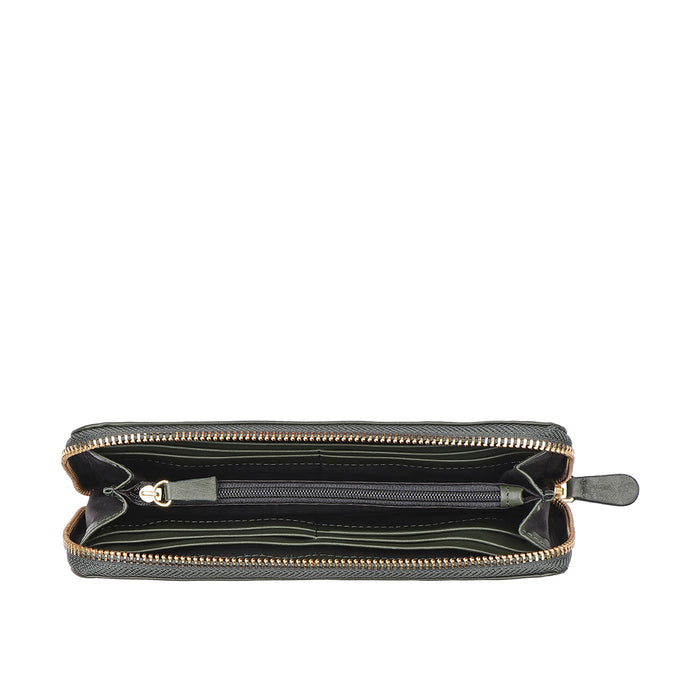 Atlanta  Green Leather Zip Around Wallet