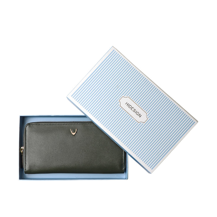 Atlanta  Green Leather Zip Around Wallet