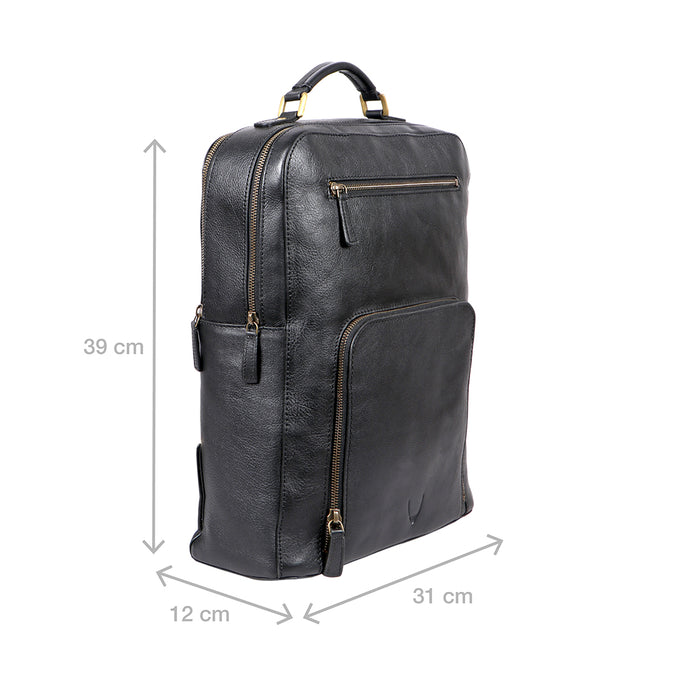 Barcelona 03 Black Leather  Backpack