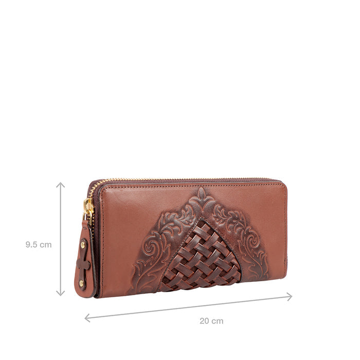 Belle Star W3  Brown Leather Zip Around Wallet