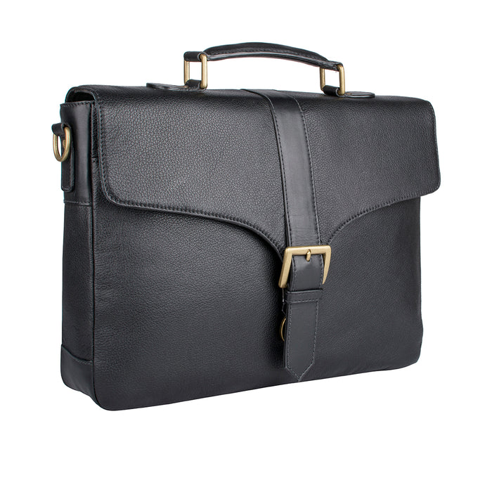 Bleaklow 01 Black Leather  Briefcase
