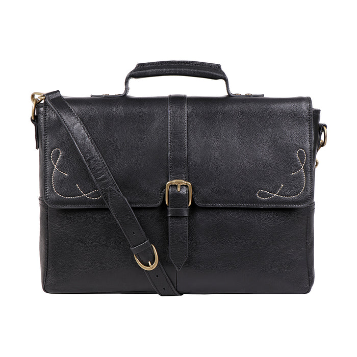 Boulder 02 Black Leather  Briefcase