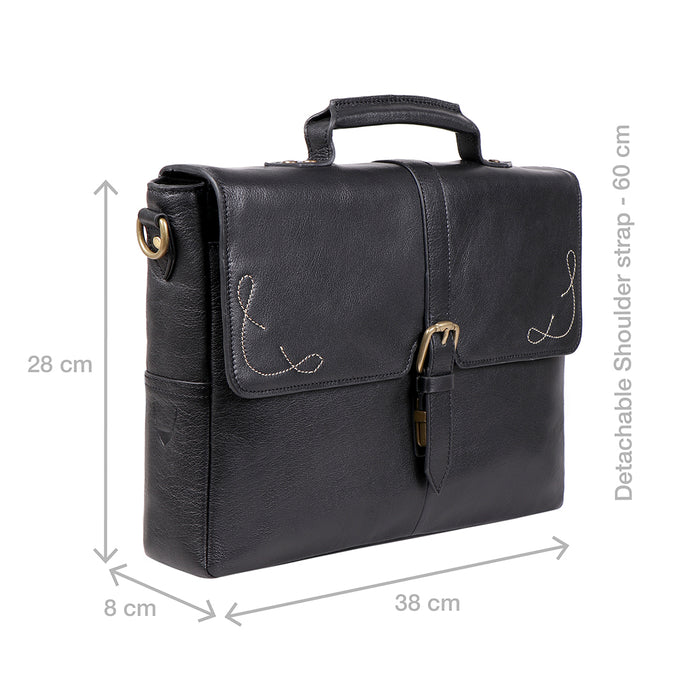 Boulder 02 Black Leather  Briefcase