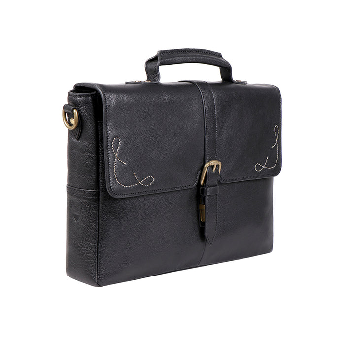 Boulder 02 Black Leather  Briefcase
