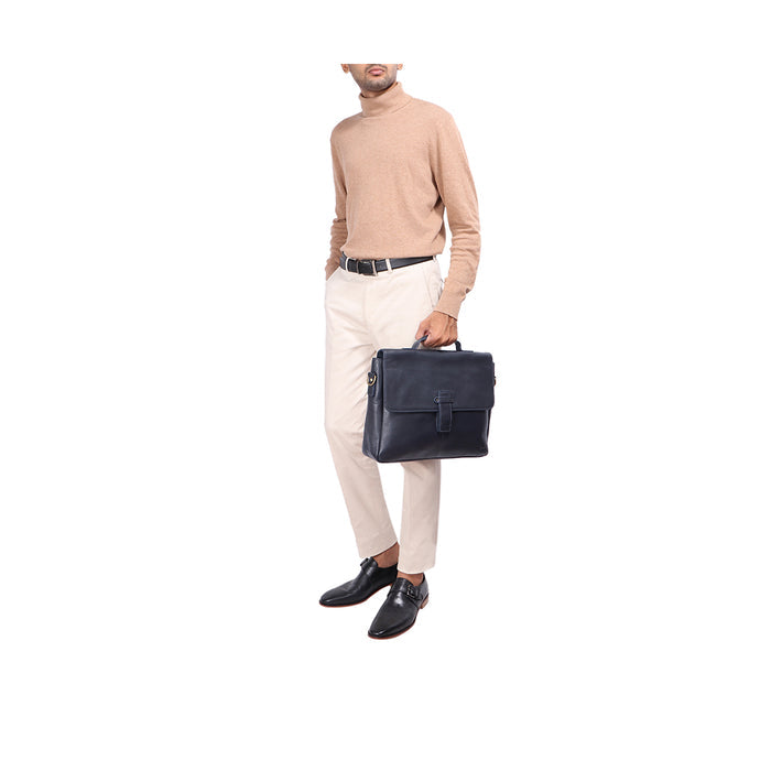 Bowfell 02 Blue Leather  Briefcase