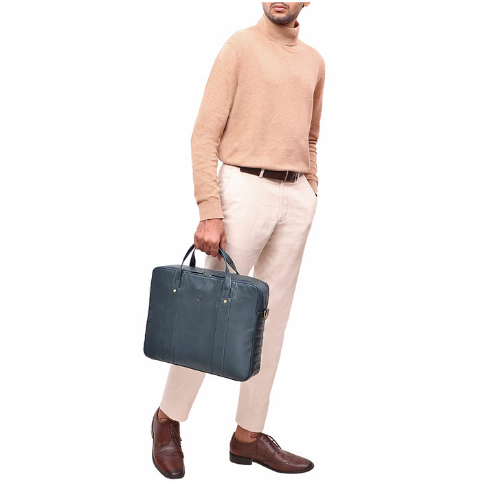 Carnaby 03 Blue Leather  Briefcase
