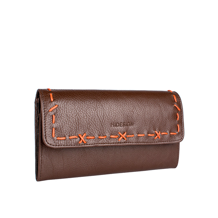Carrie W2 Brown Leather Zip Around Wallet