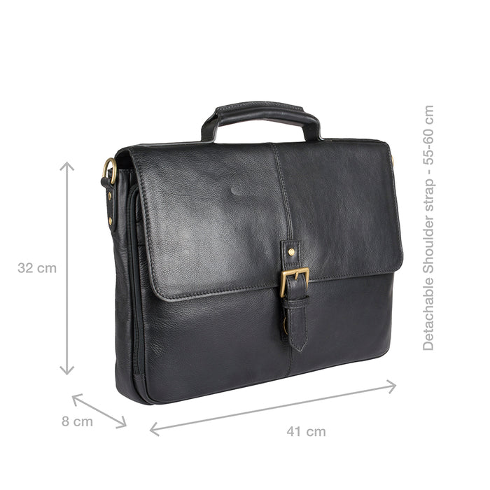 Charles 03 Black Leather  Briefcase