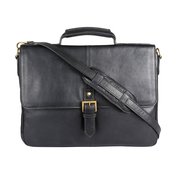 Charles 03 Black Leather  Briefcase