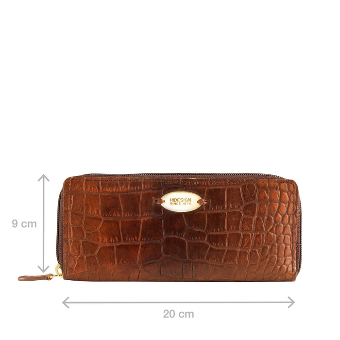 Claea W2  Tan Leather Zip Around Wallet