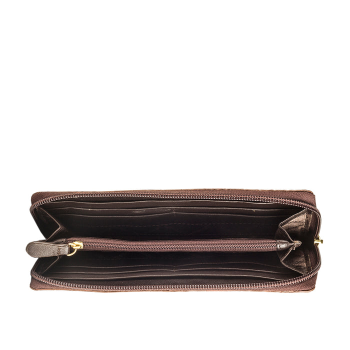 Claea W2  Tan Leather Zip Around Wallet