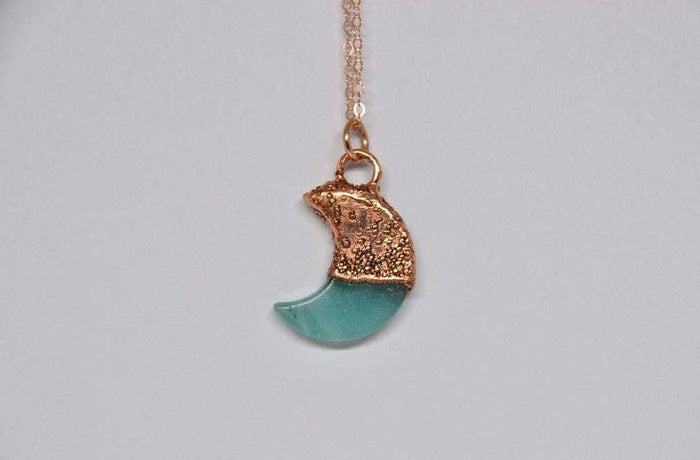 Copper Amazonite Crescent Moon Necklace