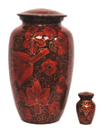 Crimson Floral Leaves Cremation Urn - Memorials4u