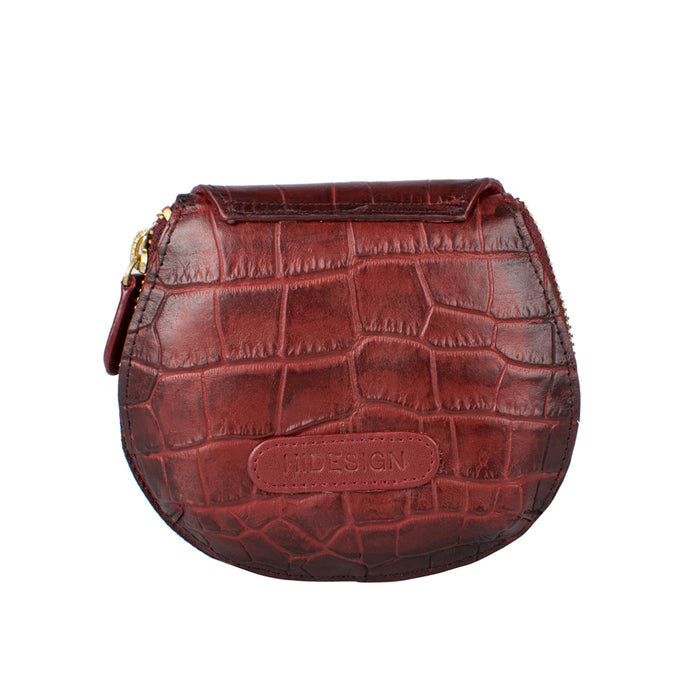 Croco W2 Red Leather Zip Around Wallet
