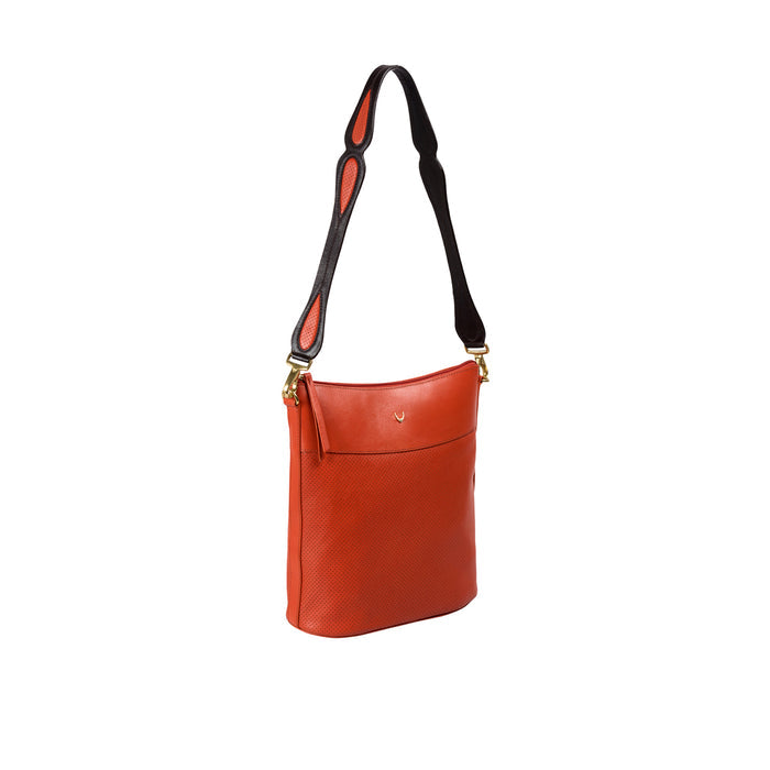 Dancing 01 Orange Leather Tote Bag
