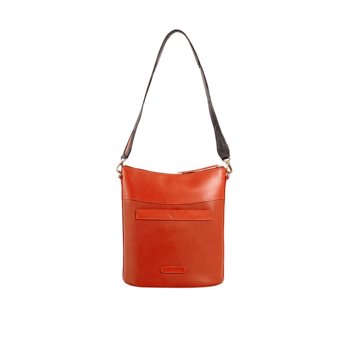Dancing 01 Orange Leather Tote Bag