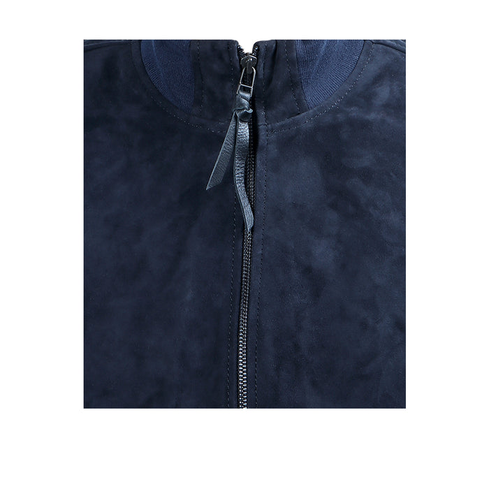 Depp Men's Blue Bomber Style Leather Jacket