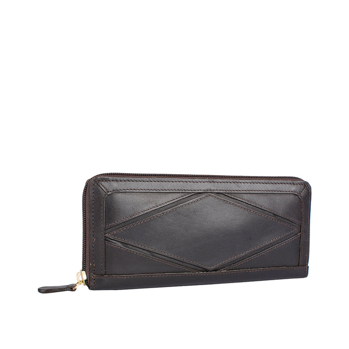 Diadema W2 Brown Leather Double Zip Around Wallet