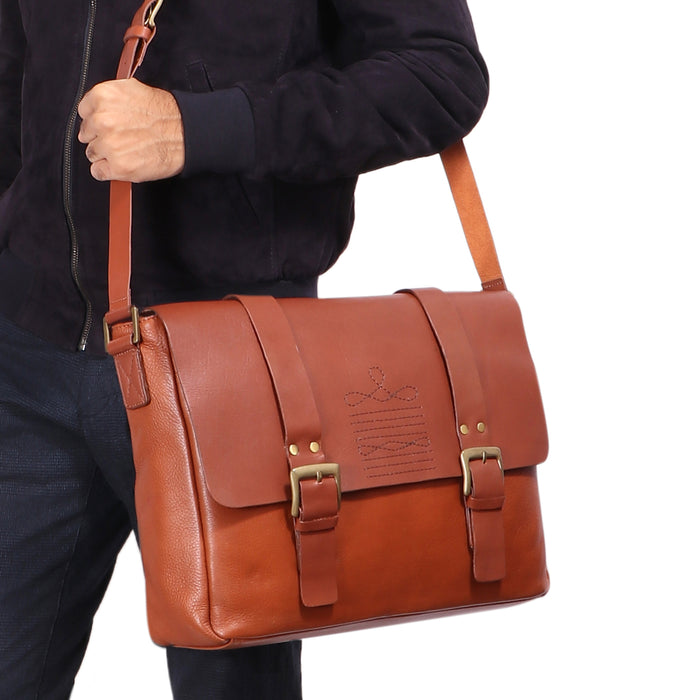 Dorango 01 Tan Leather  Messenger Bag