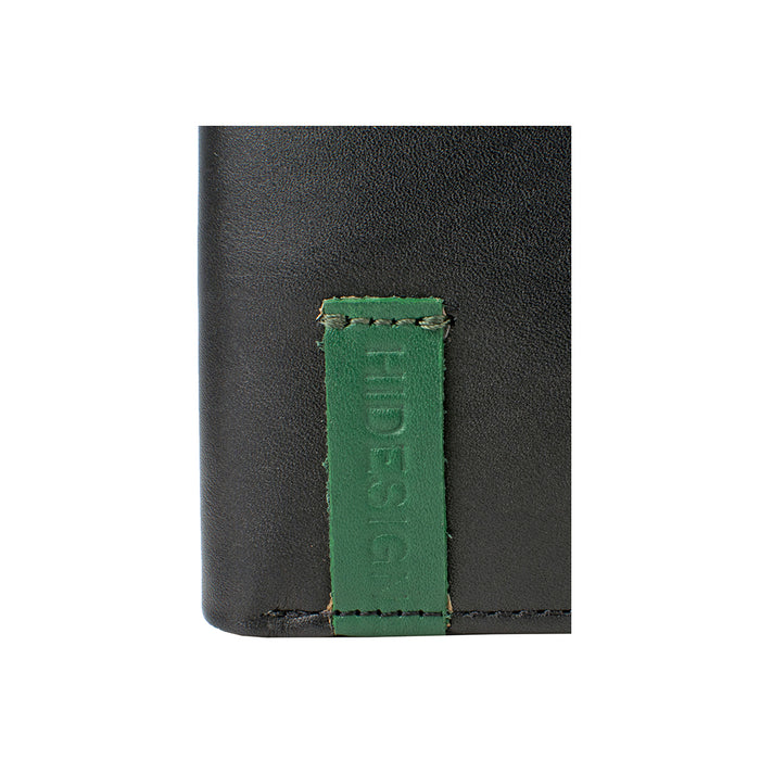 Dw004 Black Leather Bi-Fold Wallet