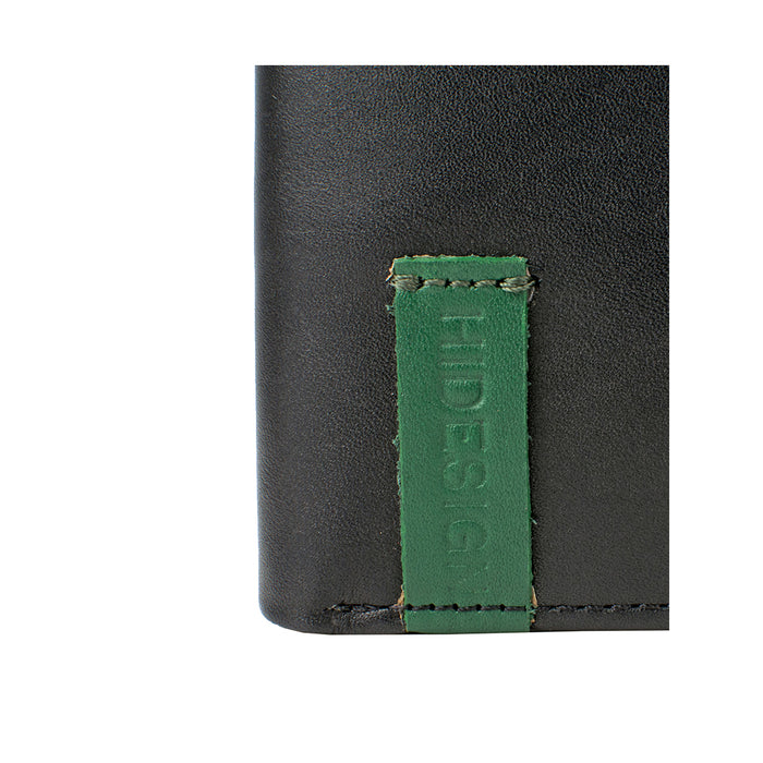 Dw004 Black Leather Bi-Fold Wallet