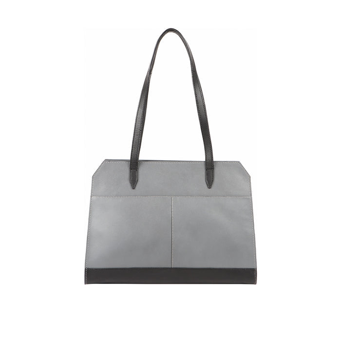 Edge 01 Grey Leather Tote Bag