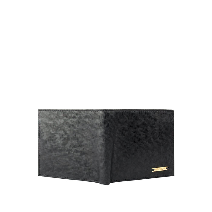 Ee 017Sc  Black Leather Bi-Fold Wallet