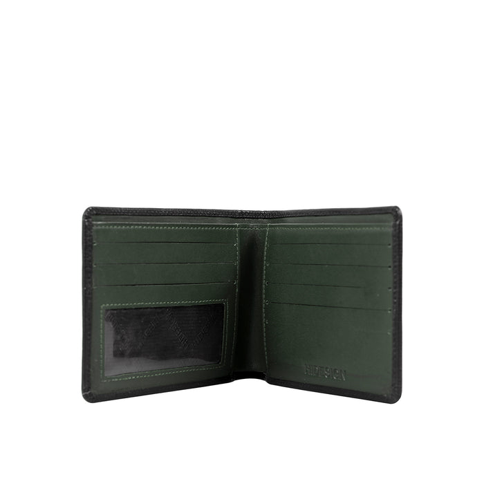 Ee 036-02  Black Leather Bi-Fold Wallet