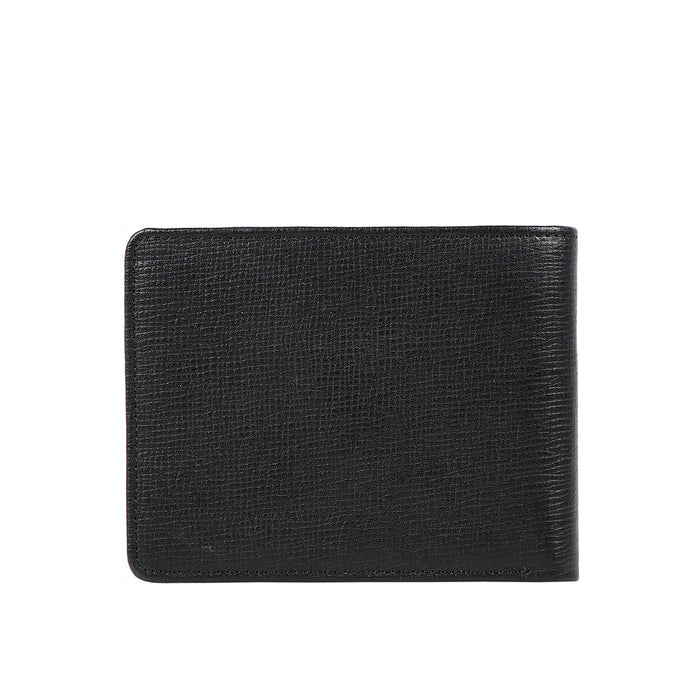 Ee 036-02  Black Leather Bi-Fold Wallet