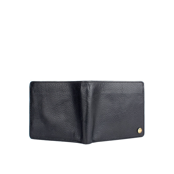 Ee 036-02  Black Leather Bi-Fold Wallet