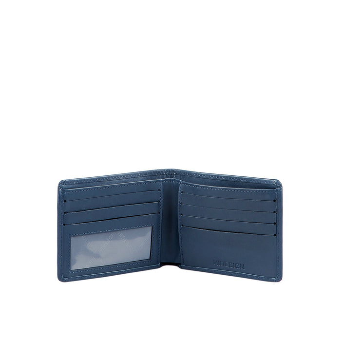 Ee 036-02  Blue Leather Bi-Fold Wallet