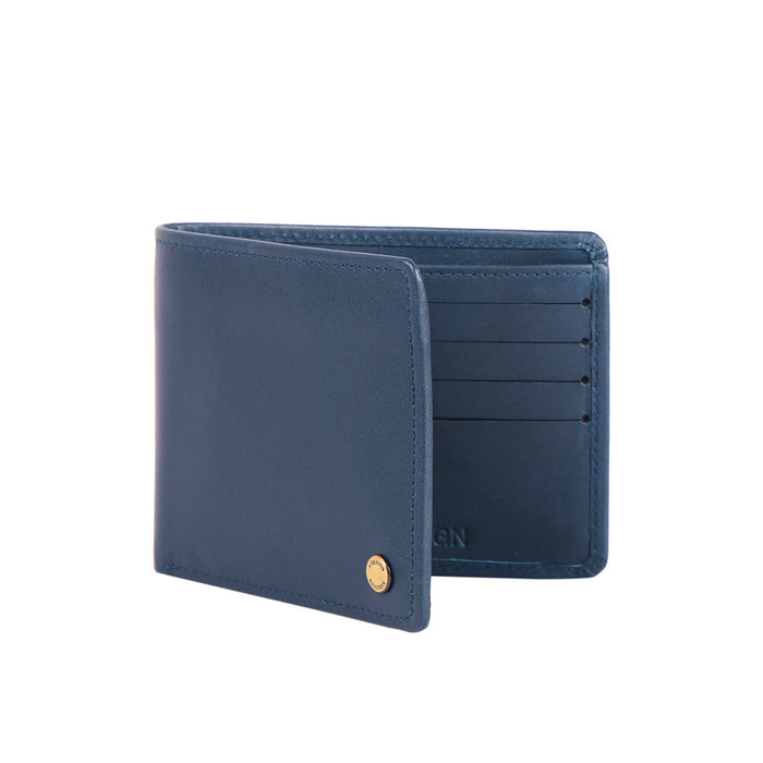 Ee 036-02  Blue Leather Bi-Fold Wallet
